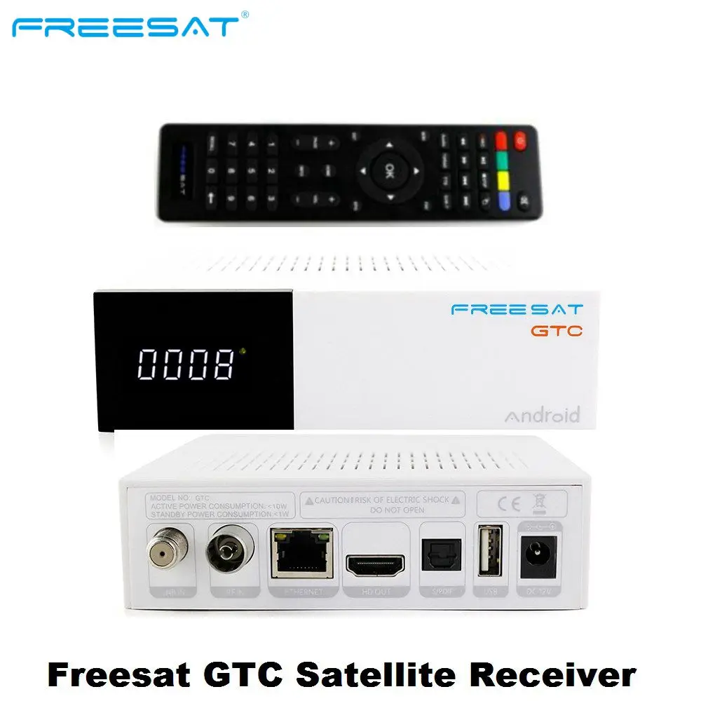 Goedkoop Freesat GTC Decoder Satellietontvanger DVB S2 C T2 ISDB T 2 gb RAM 16 gb ROM BT4.0 Amlogic S905D top set box android 6.0 TV Box