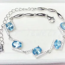 Ожерелье из топаза браслет натуральный настоящий голубой топаз 925 стерлингового серебра ювелирные украшения 1.1ct* 5 шт драгоценный камень# BL18090411