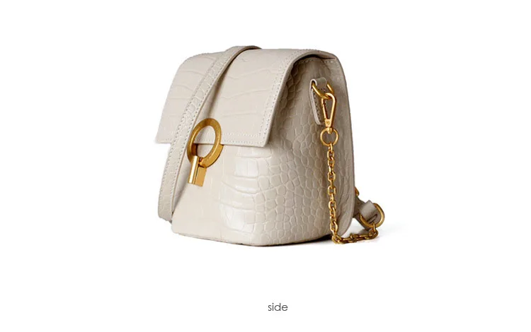 Nuleez crocodilo padrão real couro bolsa feminina