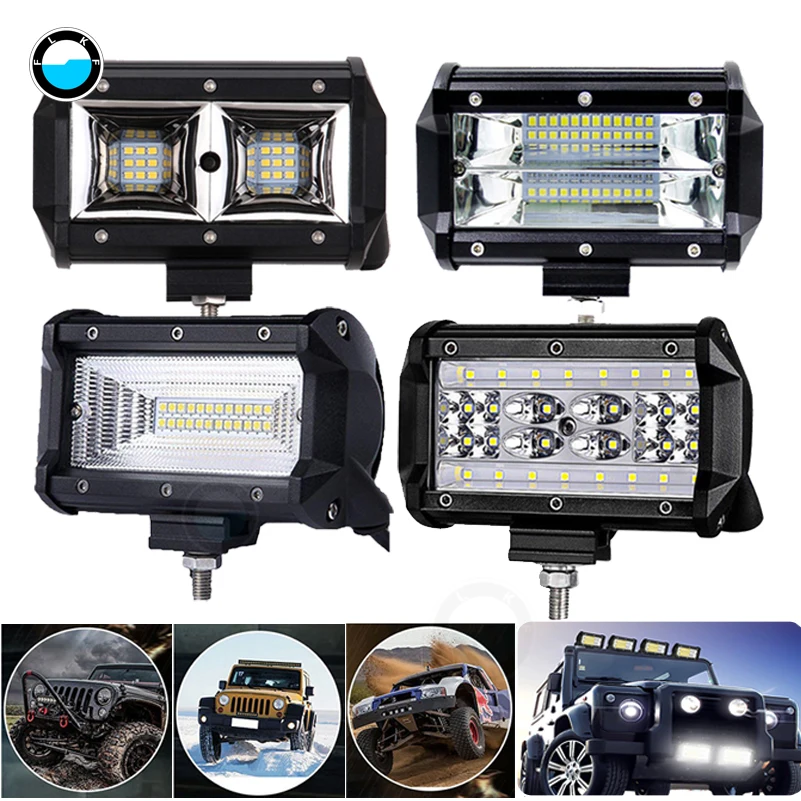 

2 PCS 5 inch Led Work Light Bar 54W 72W 140W 12V/24V 6000K Led Bar for SUV Offroad ATV Jeep Driving Lights Car Styling