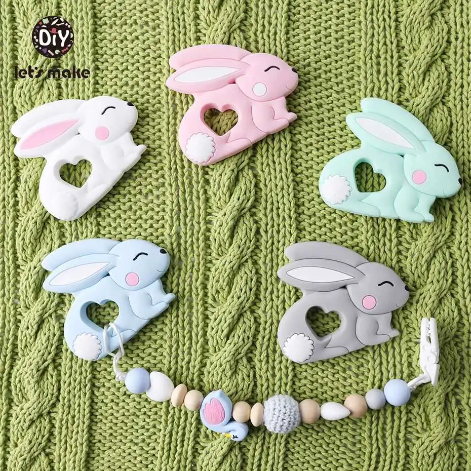 

Let'S Make Silicone Teether Cute Rabbit 10Pc Silicone Rabbits Pendant Diy Pacifier Chains Diy Baby Jewelry Making Nursing Charm