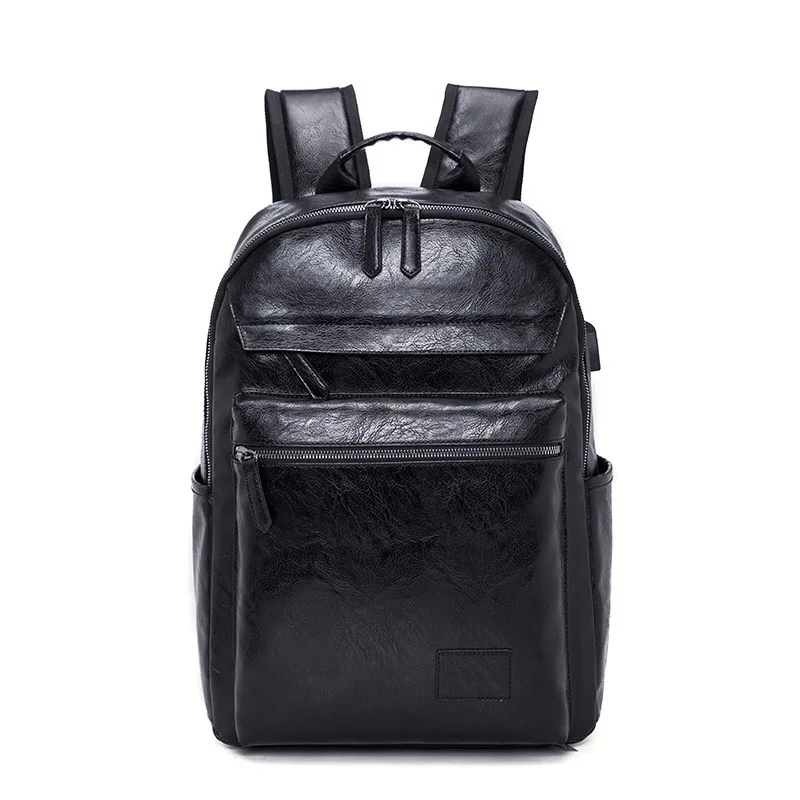 

Top Backpack school women travel vintage waterproof laptop backpack men USB leather backpacks Men Oil wax leather backpack bag
