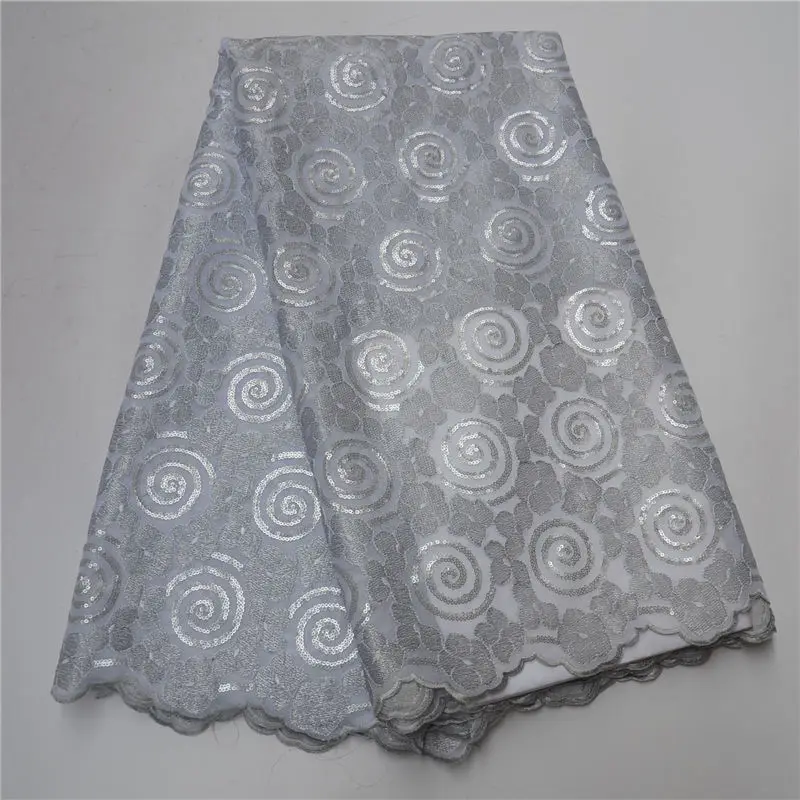 

New design White Color Organza Lace Fabric with sequins good quality african lace fabric for garment making