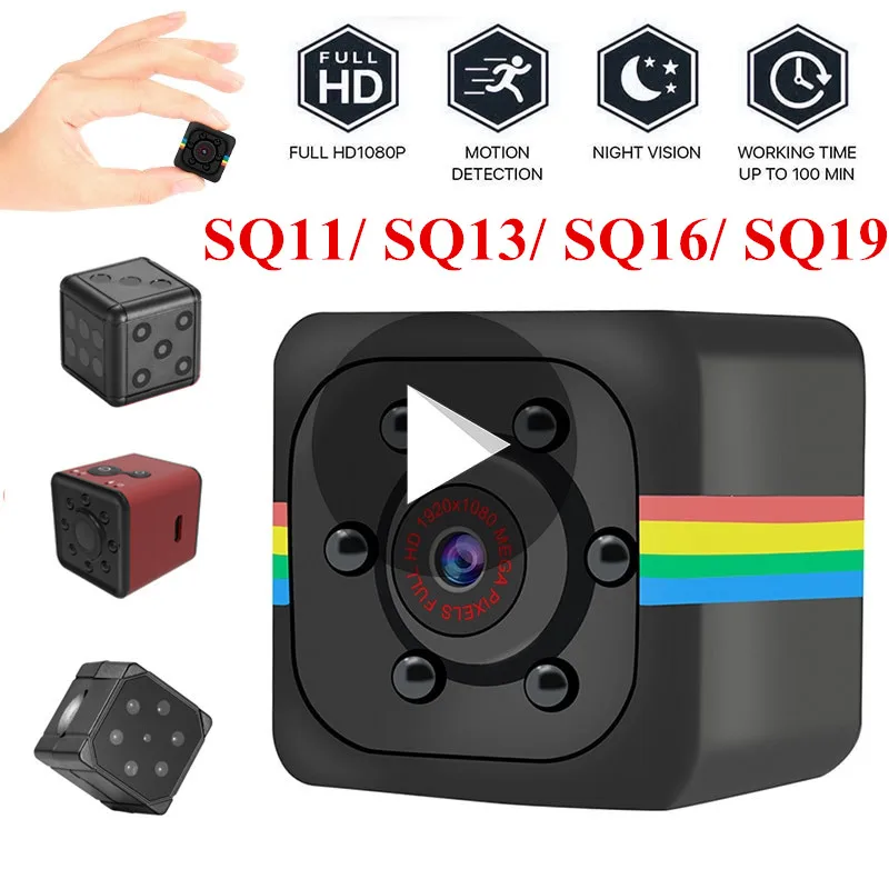 

Mini Camera SQ11 SQ13 SQ16 SQ19 1080P Sensor Portable Security Camcorder Small Cam Secret espia Cameras Support TF Card