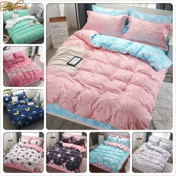

Cute Animal Pig Pattern AB Side Duvet Cover 3/4 pcs Bedding Sets Adult Kids Child Soft Cotton Bed Linens Single Queen King Size