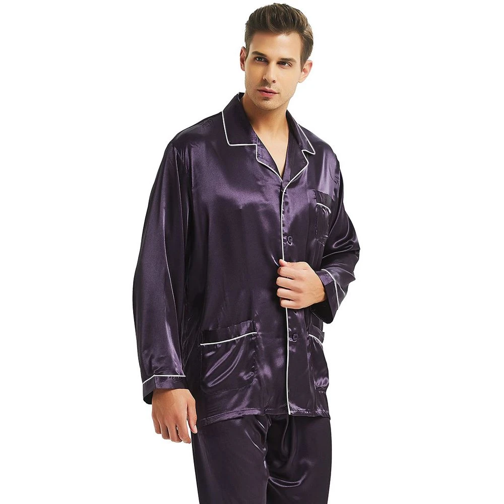 Mens Silk satin Pajamas Set  Pajama Pyjamas  Set  PJS Sleepwear Loungewear  S,M,L,XL,XXL,XXXL,4XL checkered pajama pants