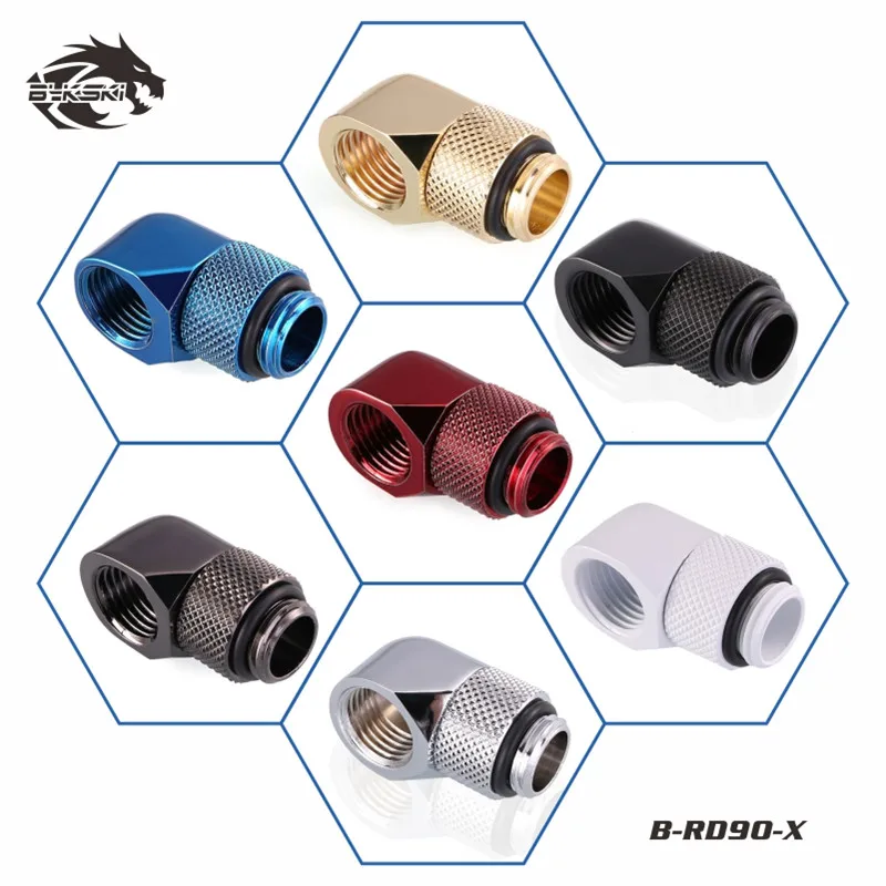 

Bykski Right Angled 90 Degree Fitting Rotation Adapter Elbow Rotary Joint For PC Water Cooling B-RD90-X
