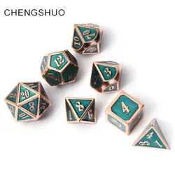 Chengshuo игральные кости DND металла rpg комплект многогранных подземелья Дракон d20 10 6 8 12 синий настольные игры цинковый сплав зеленый цифровые