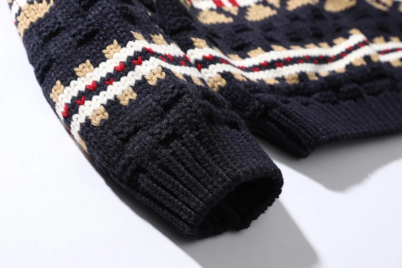 Осень и зима женский корейский, геометрической формы узор вышивка с длинными рукавами Свободный круглый вырез вязаный свитер