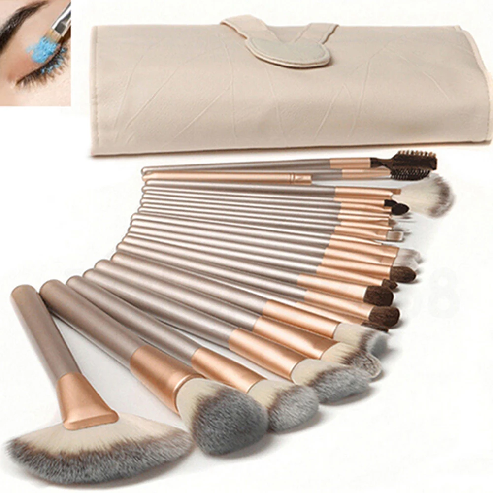 

12/18/24Pcs Makeup Brushes Set Cosmetics Foundation Eyeshadow Highlight Blush Lipstick Brushes With PU Leather Bag Drop Shipping