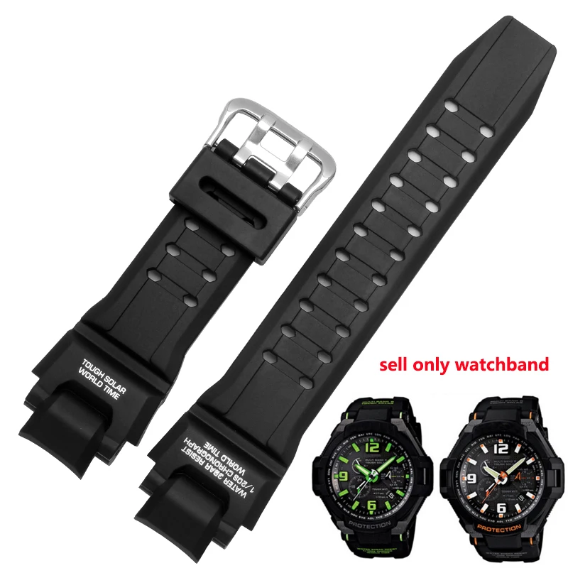 

Black silicone watchband men's solf and waterproof replacement strap for GA-1000/GW-A1100/G-1400/GW-4000