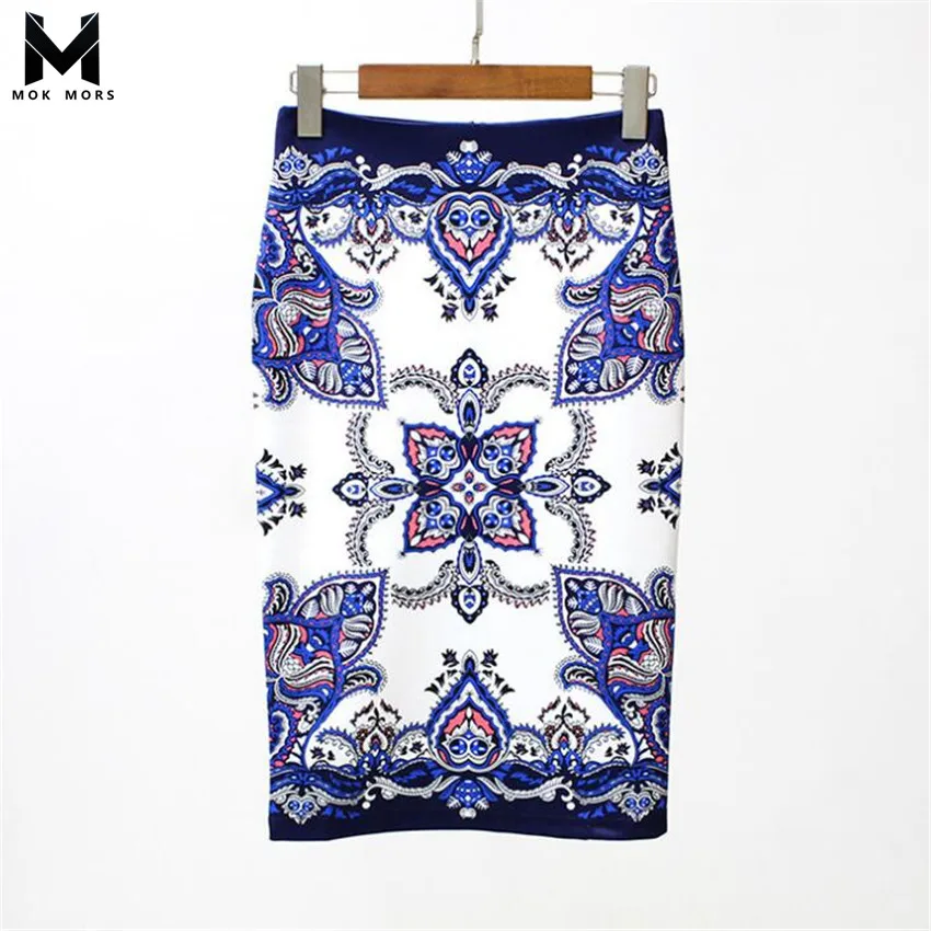 Лето стиль Высокая талия Сексуальная Печать Бизнес Повседневная юбка-карандаш модный бренд ретро элегантные офисные юбки для женщин