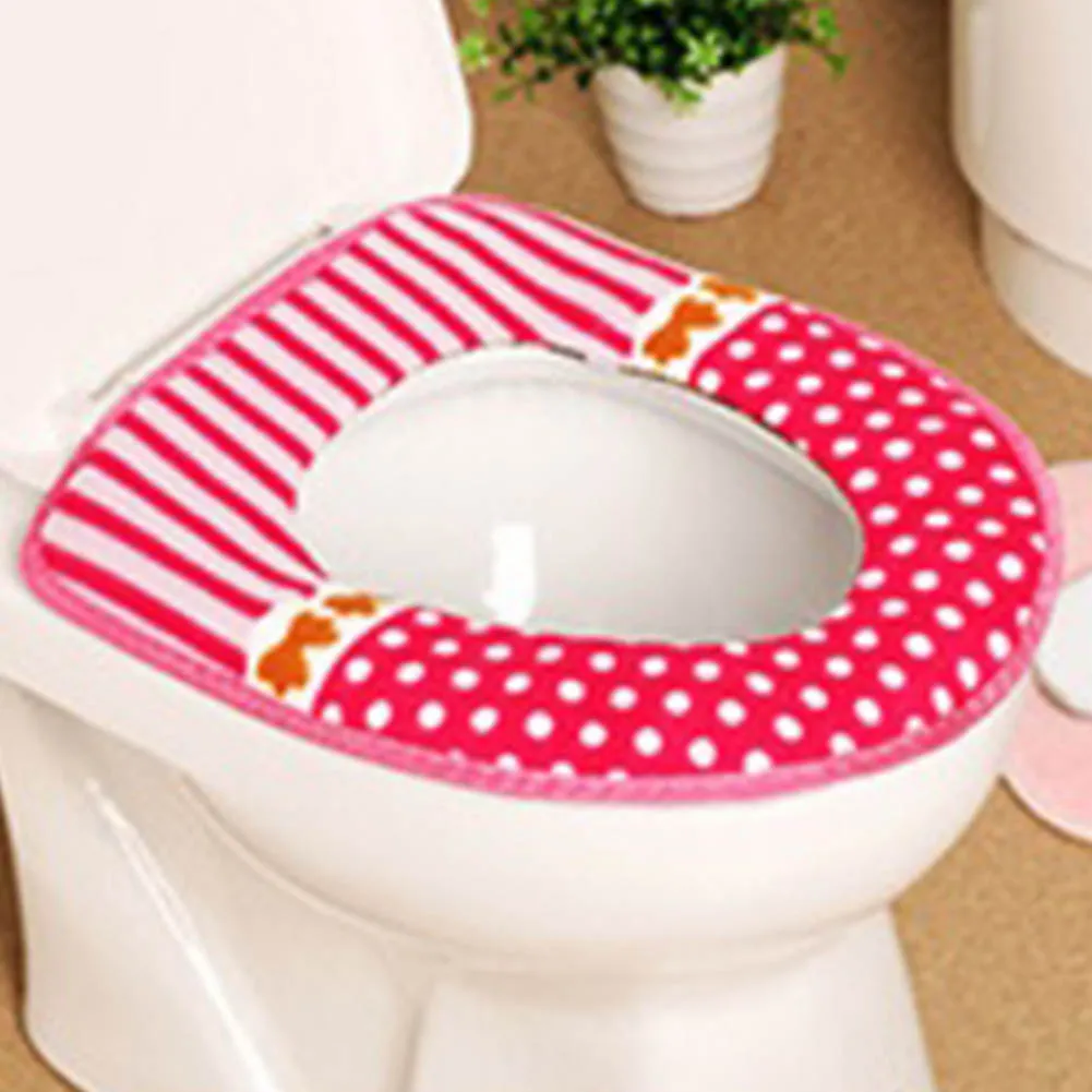 Pair Sticky Toilet Seat Lid Cover Pads Washable Toilet Warmer Mat Proector Liner For Bathroom Toilet