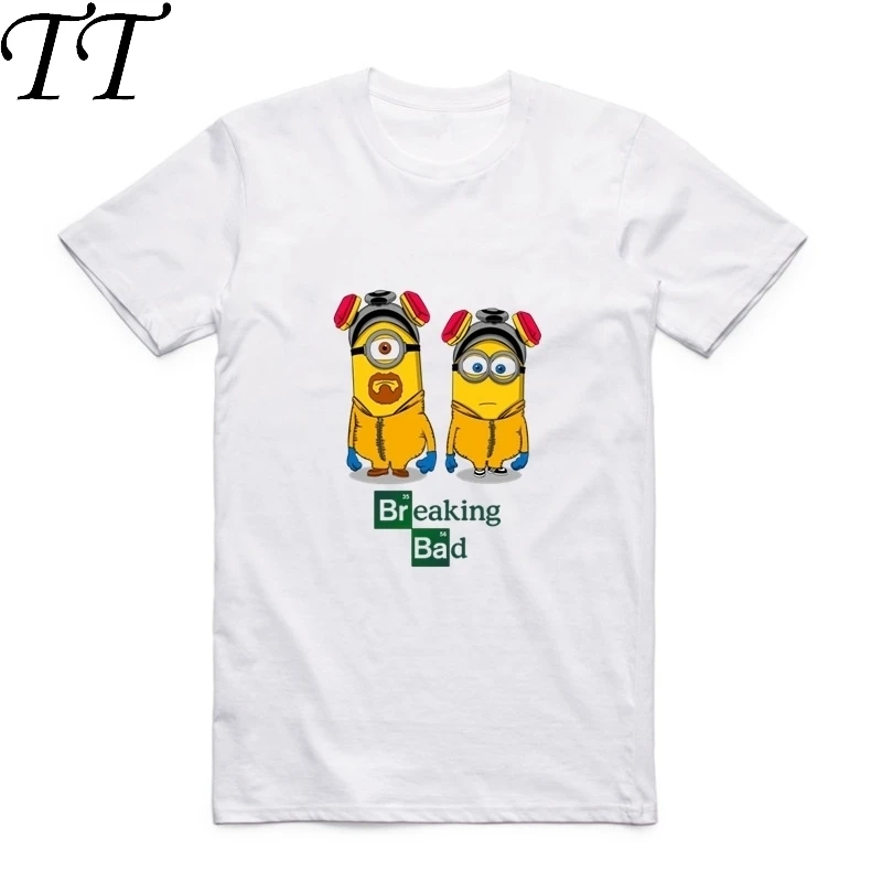 

New Arrival 2019 Funny Design Breaking Bad Print Women Men Minions T-shirts Fitness Clothing Hip Pop Mens T Shirts Top Tee homme