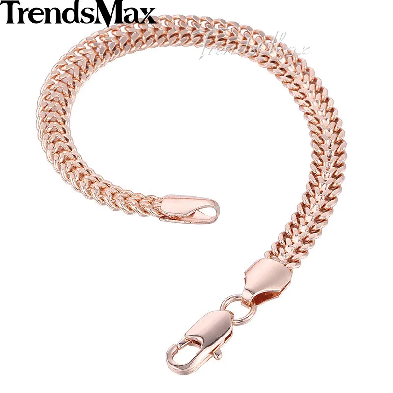 585 cor de ouro rosa pulseira masculina para mulher helix bismark link chain 7mm 18cm 20cm 23cm gb283a