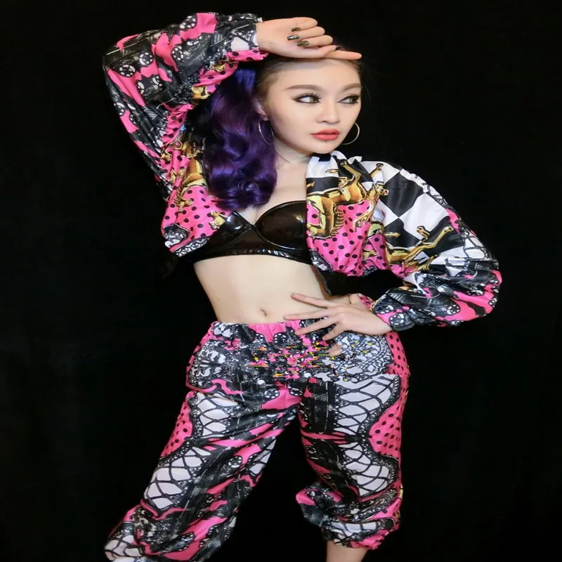 

2PCS/SET Hip Hop Jazz Team Dance Costume DS Costumes Nightclubs DJ Female Singer Stage Dance Clothing Performance wear