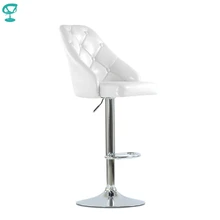 N94CrSPuWhite Barneo N-94 кухонный барный стул с мягким сиденьем мебельная белая с блеском эко-кожа ножка хром стул на газ-лифте стул высокий стул для барной стойки кресло для мастера стул по России
