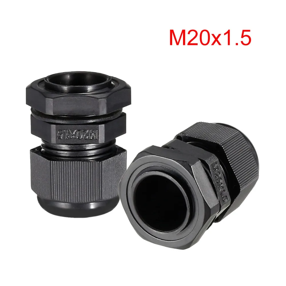 Uxcell 4 шт. M12/M20/M22/PG19/PG21 черный пластиковый кабельный сальник регулируемый