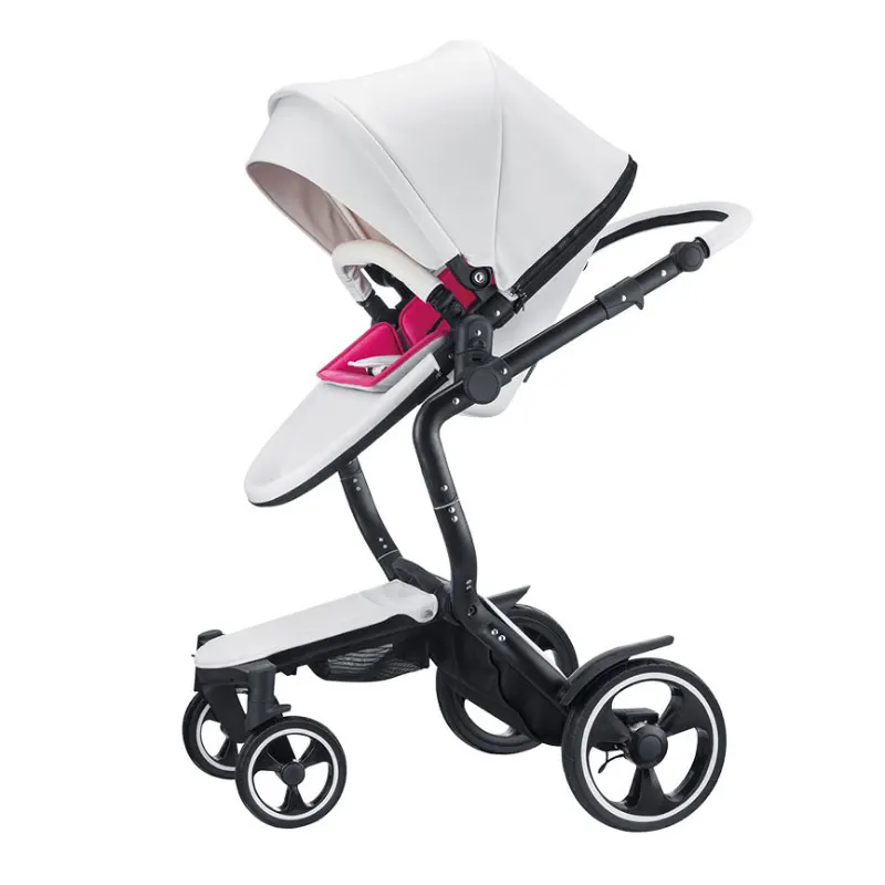 

Foofoo 2 in 1 Leather Baby Stroller With Aluminum Alloy Frame