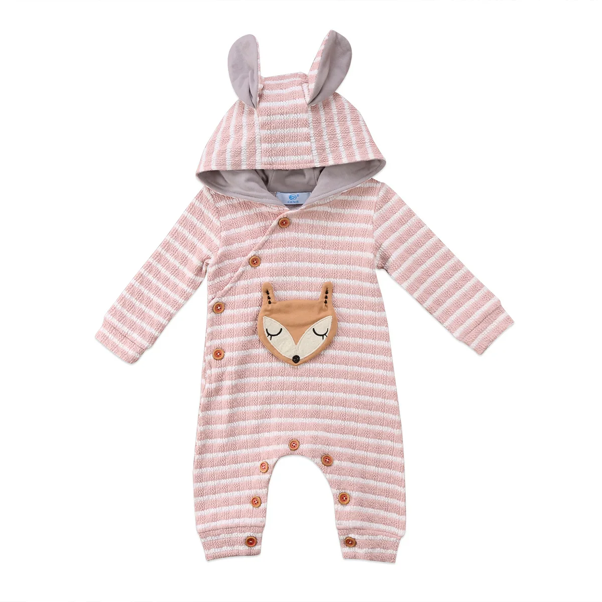 

Baby Romper!! Newborn Baby Infant Boy Girl Long Sleeve Striped Romper Hooded Jumpsuit Outfits Clothes Size 0-24M