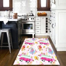 Розовый автобус для мороженого, сладостей конфеты автобус лето 3d печать Нескользящая микрофибра кухня современный декоративный моющийся коврик