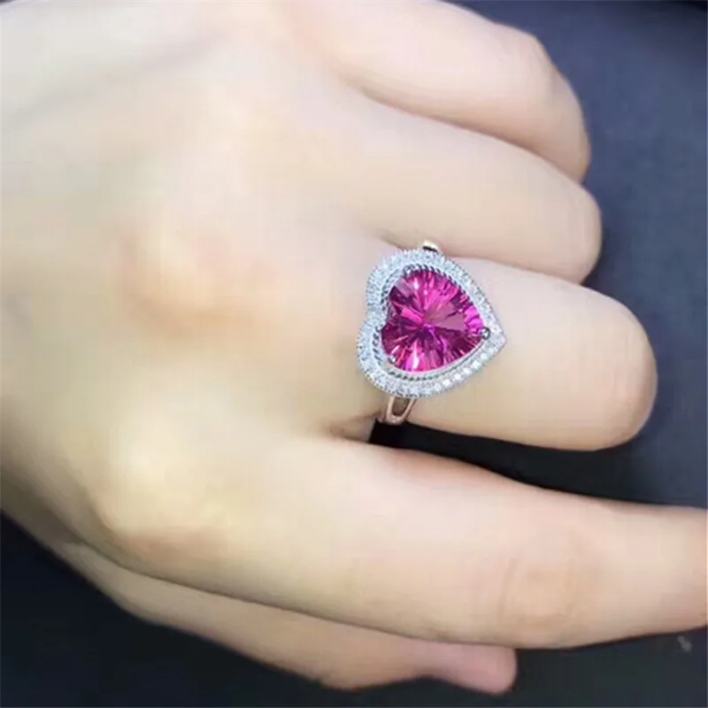 

925 Sterling Silver Jewelry Topaz Ring Heart-Shaped Fan Sweet Fine Jewelry Fashion Wedding Gift 2018 New Gold and White MEDBOO