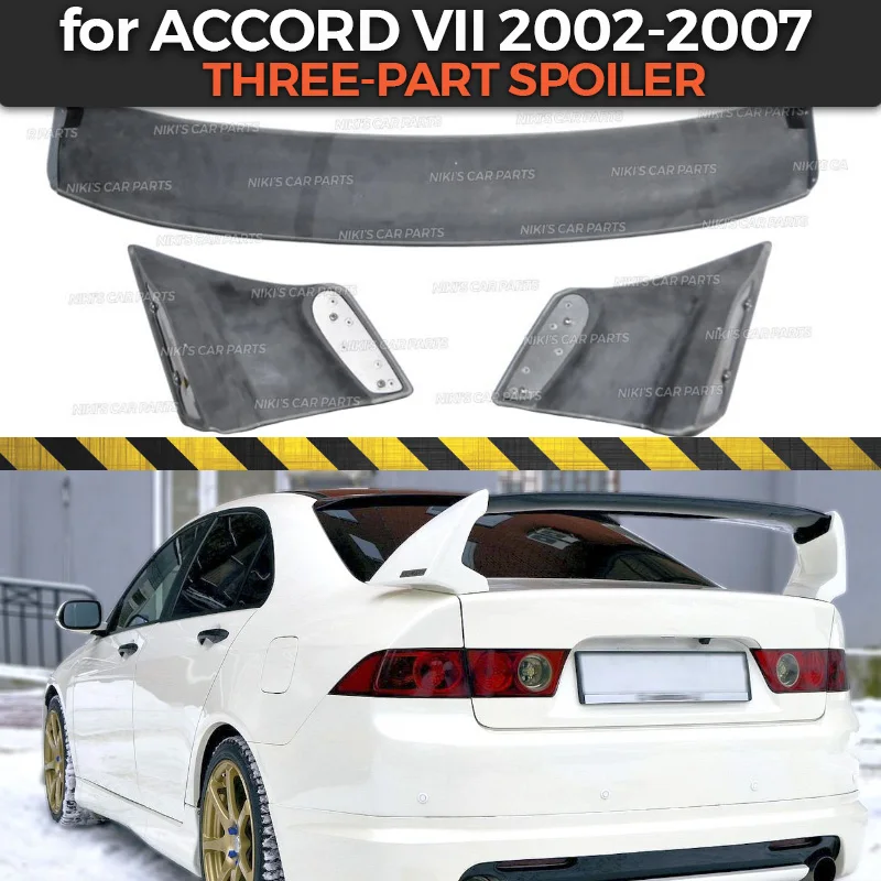 

Spoiler three-part case for Honda Accord VII 2002-2007 ABS plastic aero wing dynamic molding decoration car styling tuning