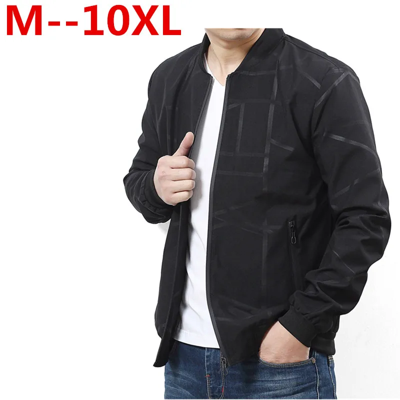 Мужские повседневные куртки-бомберы 10XL 8XL 6XL 5XL черные однотонные хлопковые