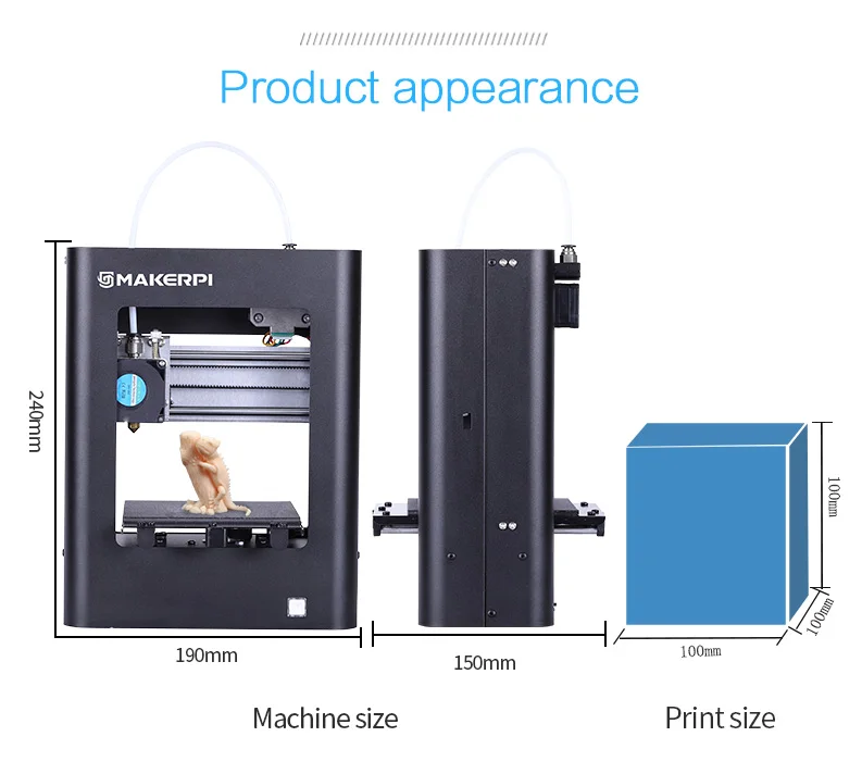 3D-принтеры MakerPi K5 с Сенсорный экран Смарт выравнивания, с напечатанным 3d модели размер печати 200*200*300 мм