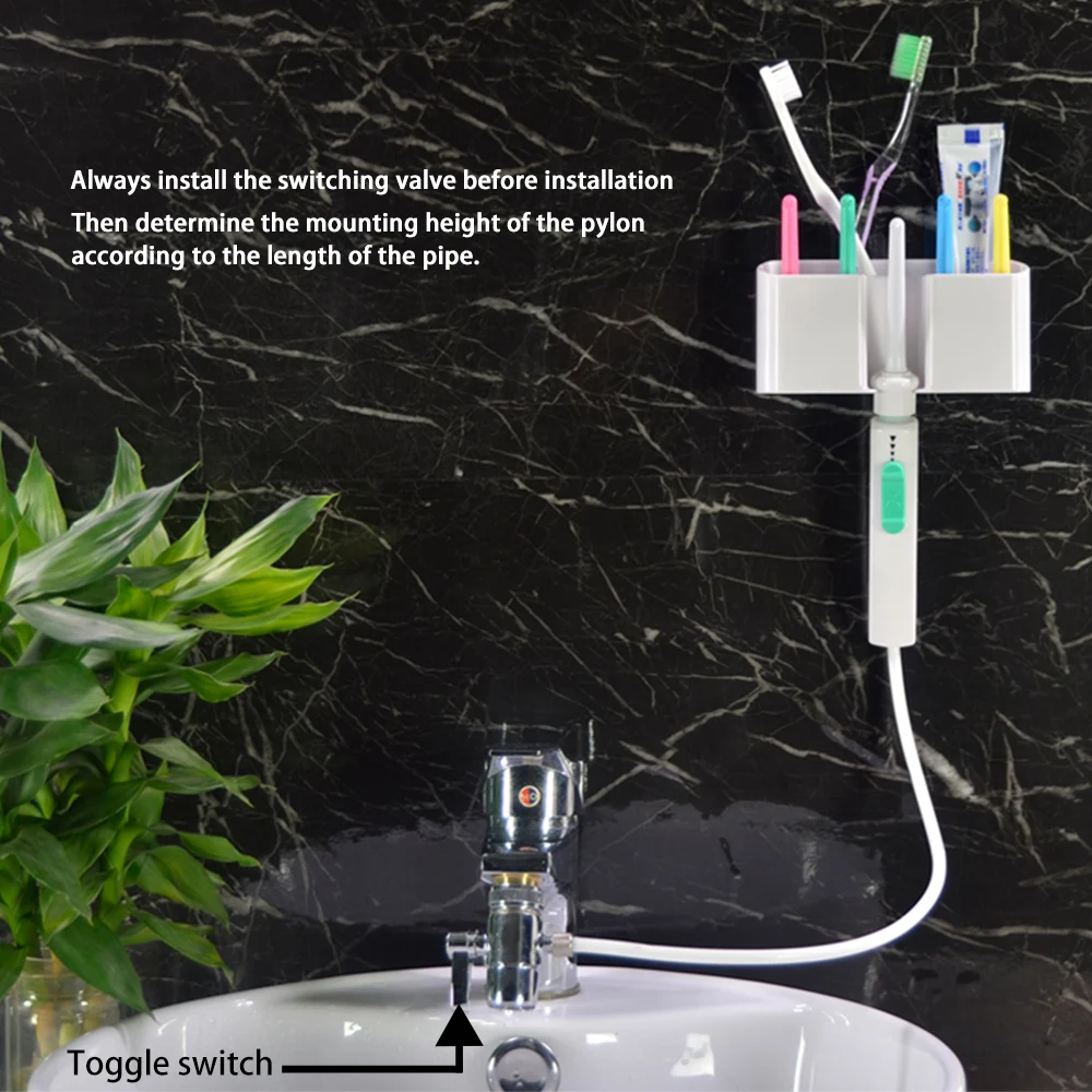 

6 Tips Water Irrigator Dental Flosser Switch Faucet Oral Irrigator Portable Irrigation Tooth Jet Flossing Mouth Denture Cleaner