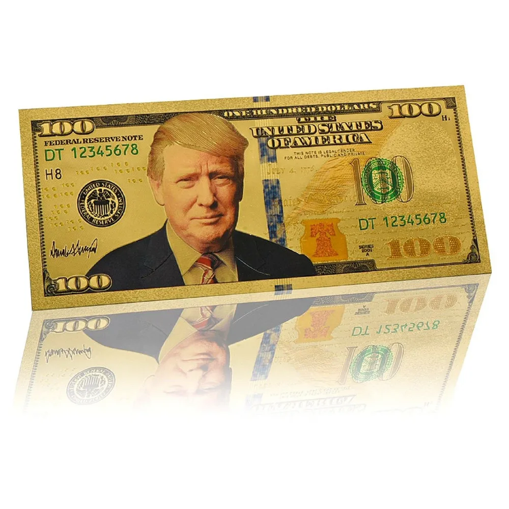 10 шт. упаковка президент Дональд Трамп цветные$100 доллар банкноты Золотая фольга коллекции банкнот подарок CA