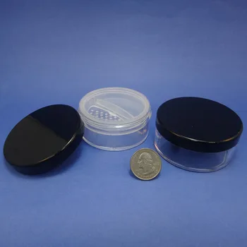 

2 Pcs Cosmetic 70g Black Lid Rotating Sifter Loose Powder Jar With Pull Tab Seal Sticker (AY81(70)RSST-C=2pcs)