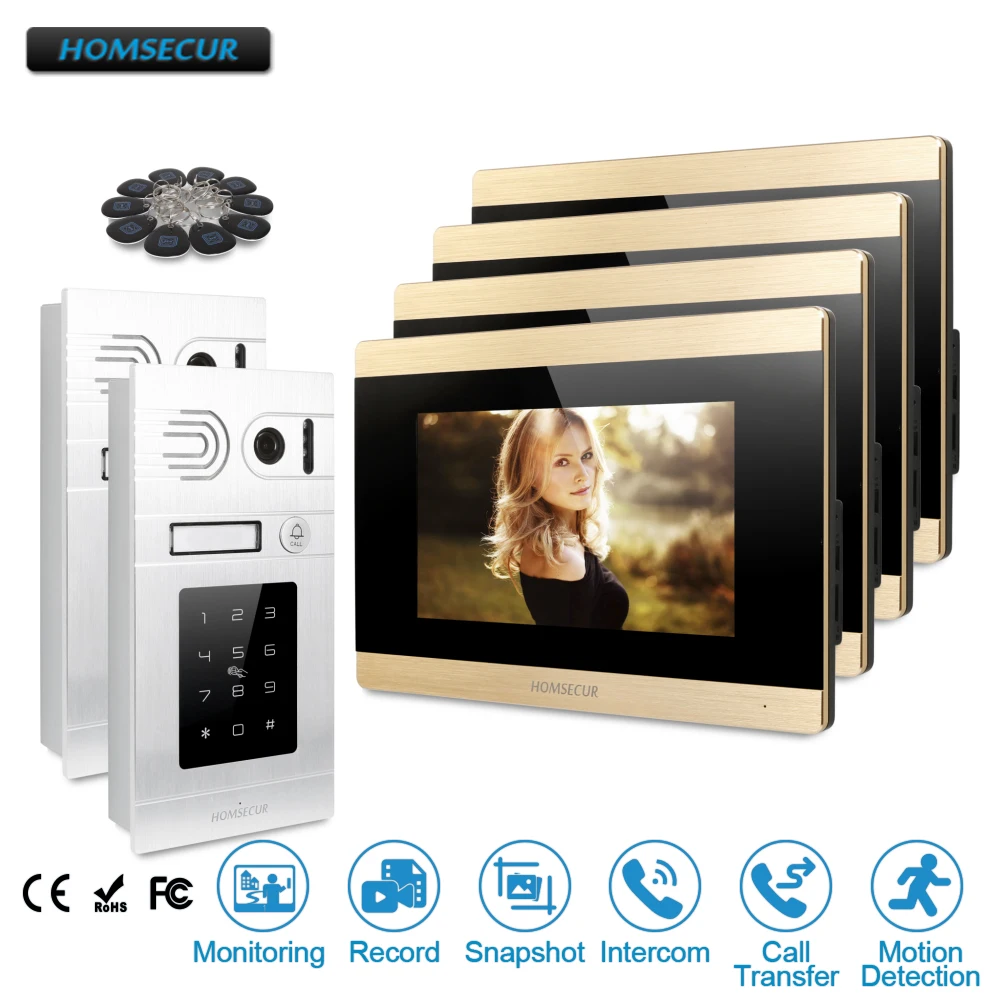 HOMSECUR 7\ Wired Video&Audio Home Intercom with Call Transfer for Home Security BC071-S+BM715-G