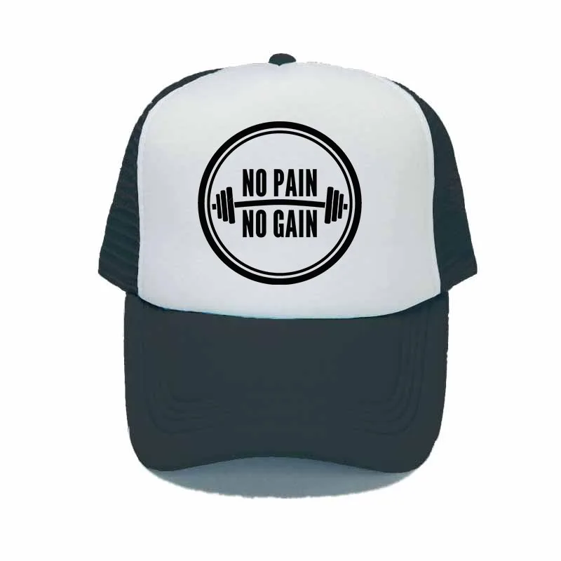 Бейсбольная кепка с принтом «No Pain No Gain» прохладная летняя Бодибилдинг Фитнес лозунг грузовые шапки тренажерный зал тренировки сетчатая шапка и кепка YY310 - Цвет: YY31019