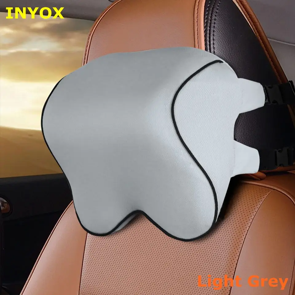 L2D Car headrest head seat Cushion neck pillow rest Memory Foam cotton Cover For Auto Travel Support Fabric Soft Chair mesh home