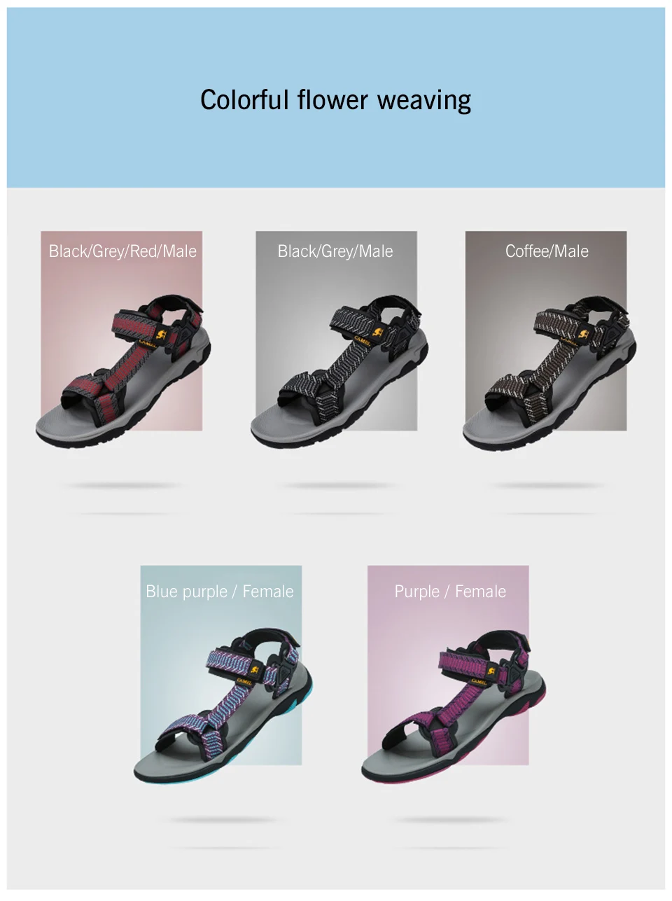 CAMEL/мужские и женские уличные сандалии; повседневные удобные нескользящие высококачественные треккинговые пляжные рыболовные сандалии
