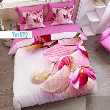 

Else 6 Piece Pink Cream Floral Big Flowers Nature 3D Print Cotton Satin Double Duvet Cover Bedding Set Pillow Case Bed Sheet