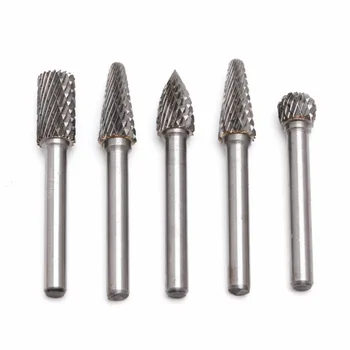 

OOTDTY 5Pcs/lot 1/4" Tungsten Carbide Burr Bit 6mm Rotary Cutter Files CNC Engraving Tool MAR13