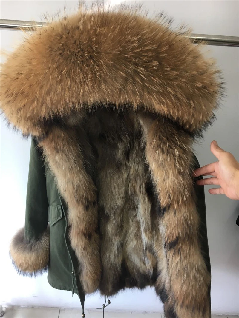 Новая зимняя женская куртка с натуральным мехом лисы Женские теплые куртки с натуральным мехом енота Воротник и подклад из натурального меха Парка