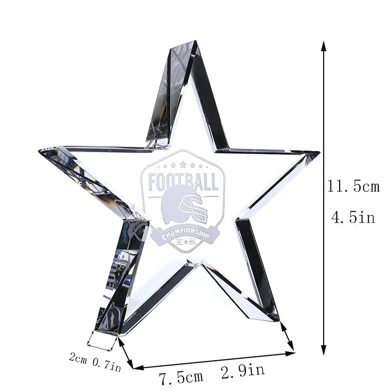 H& D настраиваемый 4,5 дюймовый оптический кристалл звезда награда трофей для украшения стола офиса дома