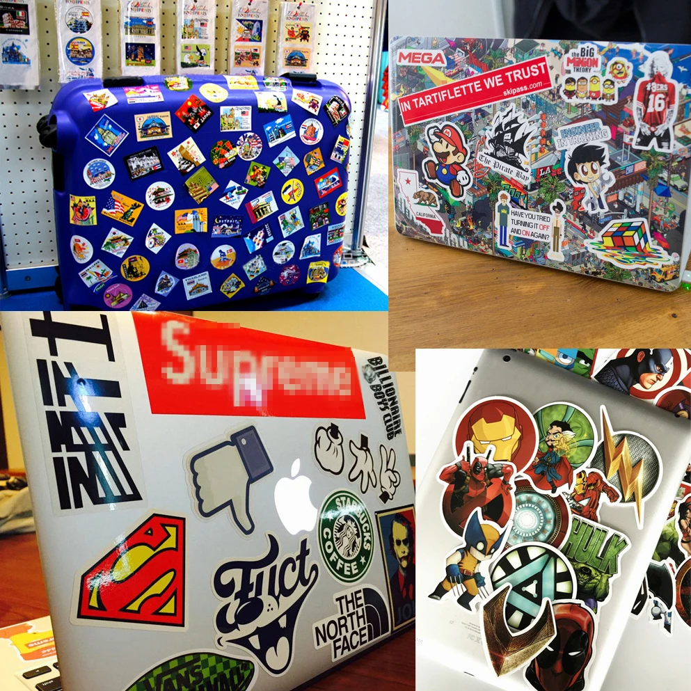 50pcs Set Cartoon Super Hero Graffiti Spiderman Scooter Stickers