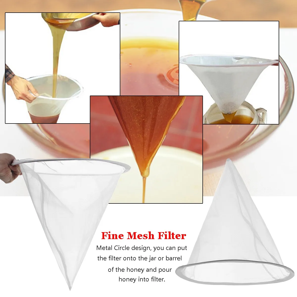 

Mesh Beekeeping Honey Strainer Filter Fiber Net Screen Purifier Colander Apiculture Apiary Tools Equipment Accessories Supplies