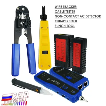 

Network Cable Testing Diagnostic Tool Kit Set RJ45 RJ11 Ethernet LAN Cable Tester Voltage Detector Punch Tool Wire Tracker