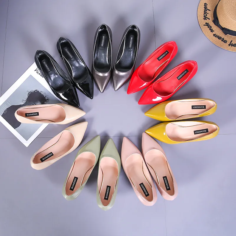 

2019 Women's sandals single shoes shallow mouth with 5cm high heels nude color fine with wild sexy shoes S061-1