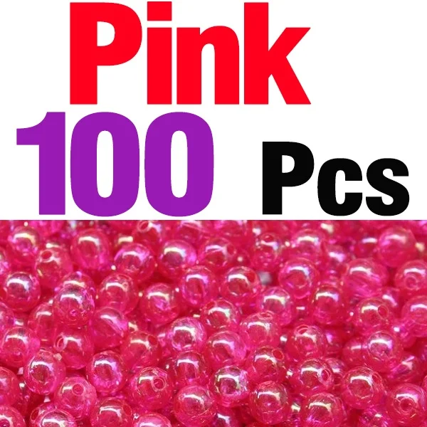 MNFT 100 шт 5 видов цветов круглые AB бусины для завязывания Мушек Рыболовные материалы для изготовления твердых плавающих рыболовных бусин диаметр Размер 6 мм - Цвет: 100PCS Pink