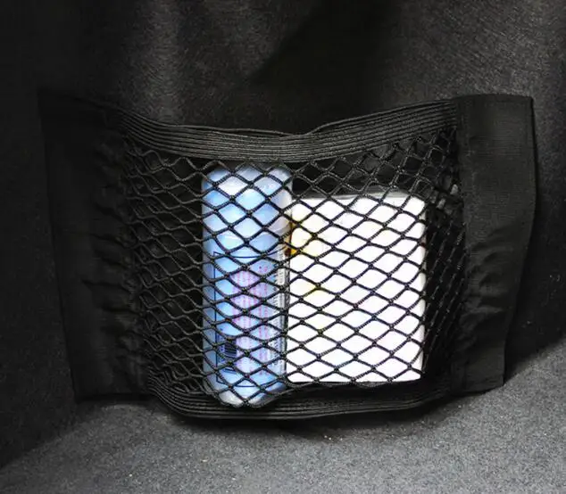 

Universal Car Seat Back Storage Bag Holder Auto Net Mesh Pocket Strong Magic Tape Trunk Organizer Car Accessories Auto styling