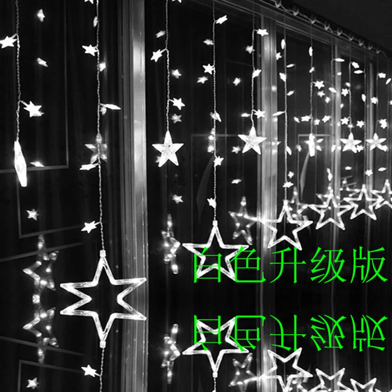 

LAIMAIK 2M Romantic Fairy Star Led Curtain String Light Warm white EU220V US110V Xmas Garland Light For Wedding Party Holiday