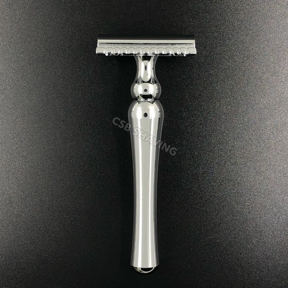 

CSB Traditional Double Edge Safety Raror with 5PCS Blades Modern Metal Handle Wet Shave Barber Shop Hair Salon Shaving Tool