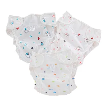 

3Pcs Pure Cotton Baby Nappies Diaper Reusable Washable Cloth Diapers Cover Waterproof Baby Boy Girl Underwear Nappy Changing