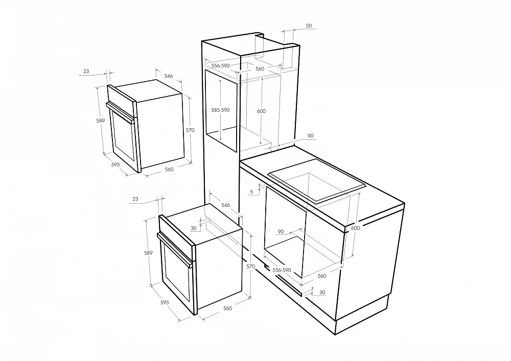 Electric brass cabinet MAUNFELD MEOC 674 S2 stainless steel/black glass